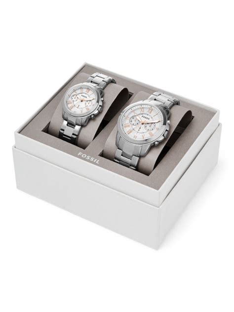 grant chronograph stainless steel watch box set bq2180set|fossil grant watch band.